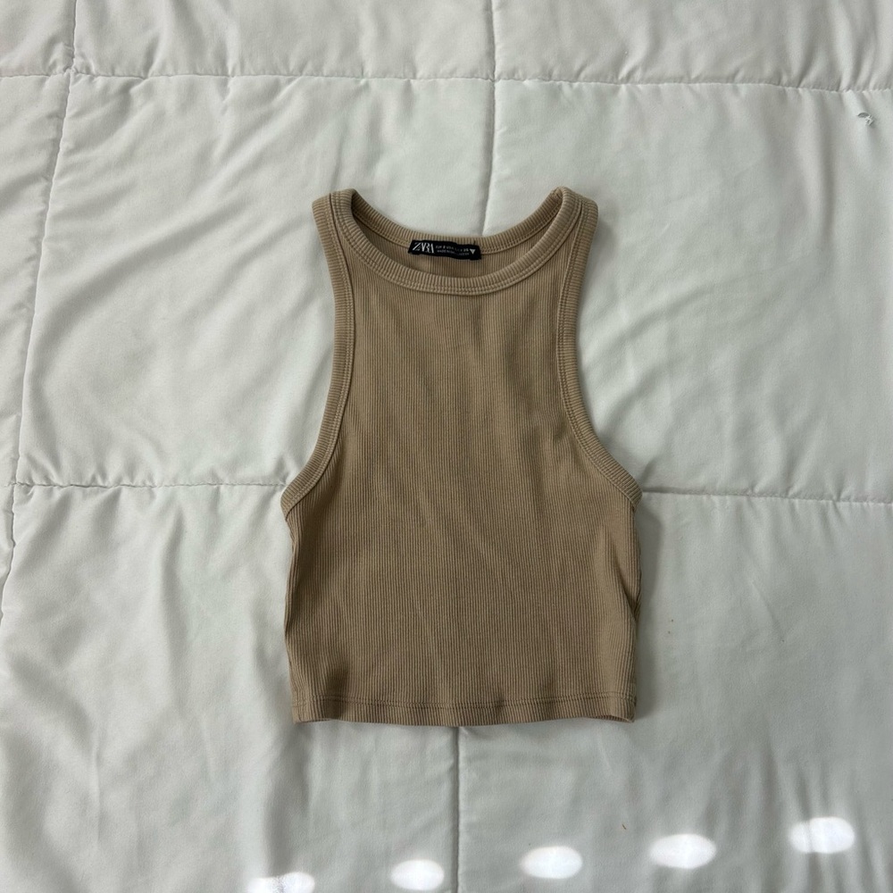 zara tan halter top